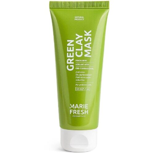 Маска із зеленою глиною та екстрактом каннабісу для проблемної шкіри Marie Fresh Cosmetics Anti Acne Green Clay Mask
