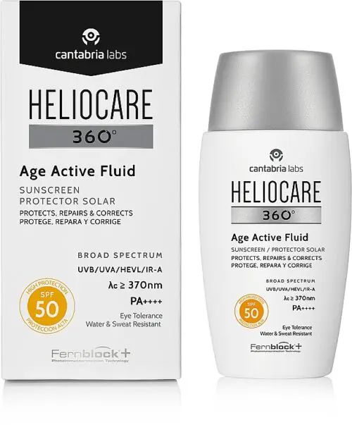 Флюид солнцезащитный для лица Heliocare 360 Age Active Fluid Sunscreen Protector Solar SPF50 Cantabria Labs, 50 мл