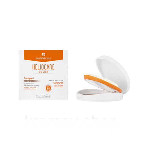 Компактна крем-пудра для жирної, комбінованої шкіри темний тон Heliocare Compact Oil-Free Spf 50 Color Brown Cantabria Labs, 10 г
